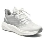 Tênis Esportivo Via Marte em Jacquard com Amortecimento Branco e Cinza