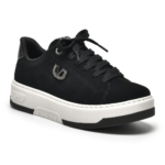 Tênis Via Marte Flatform Nobuck com Logo de Brilho Preto