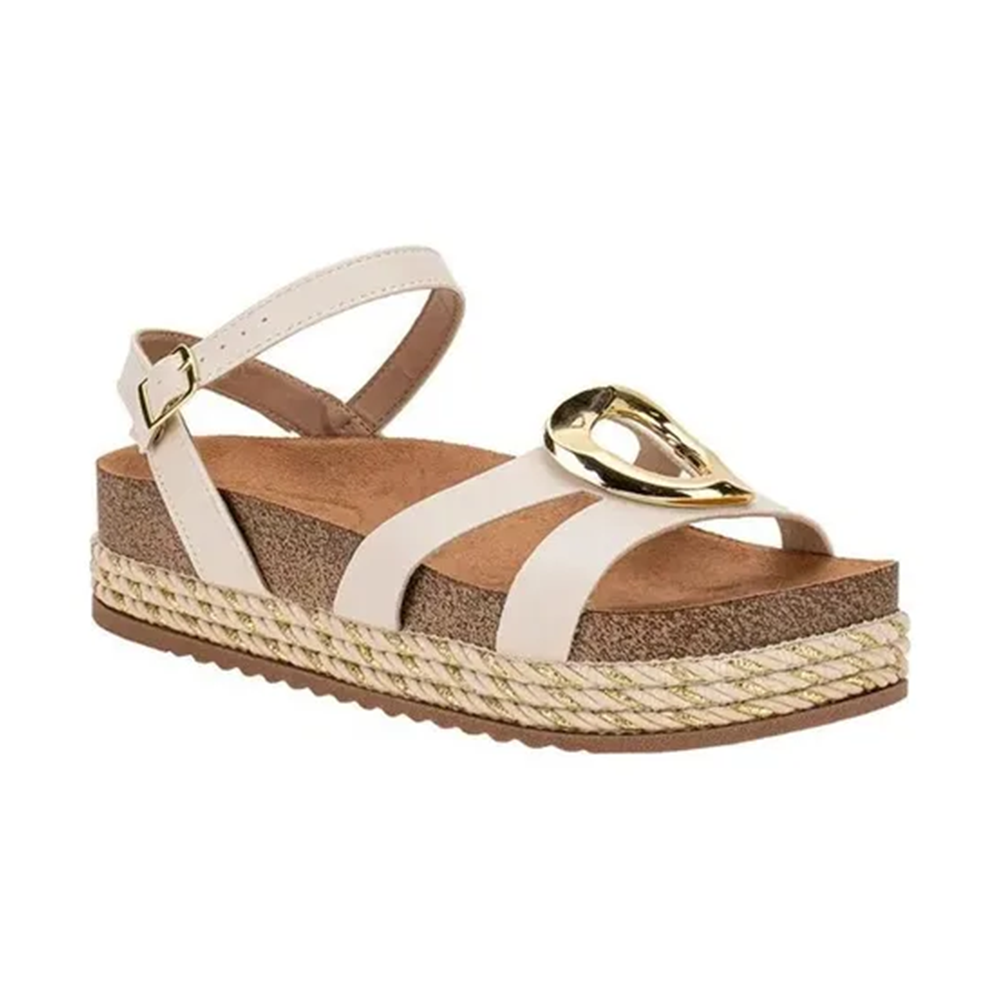94c4abebc312caec85ad2f056933eb12.webp Sandália Flatform Beira Rio Conforto com Corda e Maxi Fivela Off White - Imagem 1