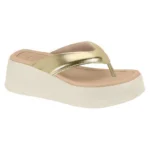 Tamanco Flatform Beira Rio Conforto Chinelo Anabela Dourado
