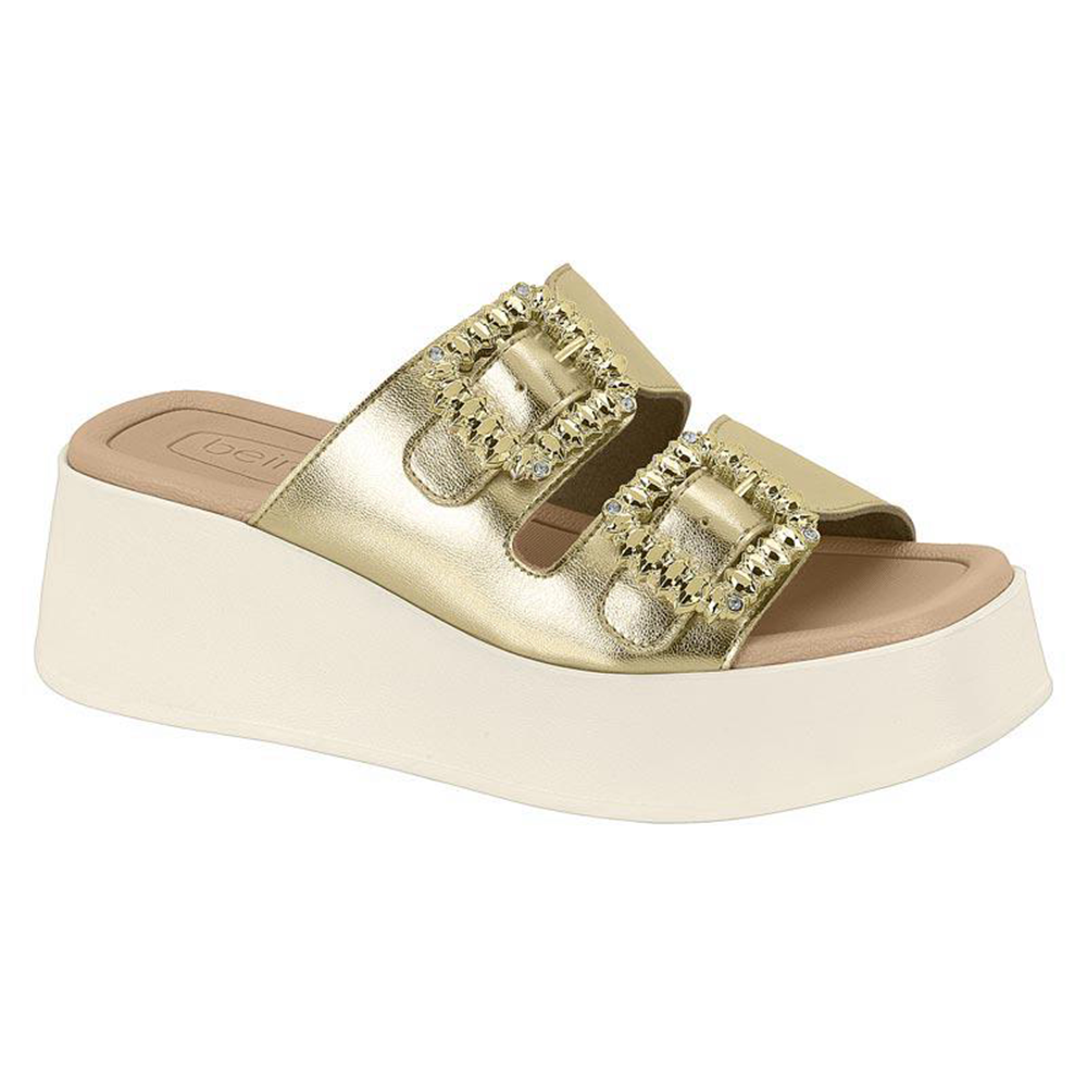 ccd57e7a6dee686d1c5c326ae821c2c1.webp Tamanco Papete Beira Rio Flatform com Maxi Fivelas de Strass Dourado - Imagem 1