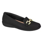 Mocassim Modare Ultraconforto com Fivela Dourada Preto