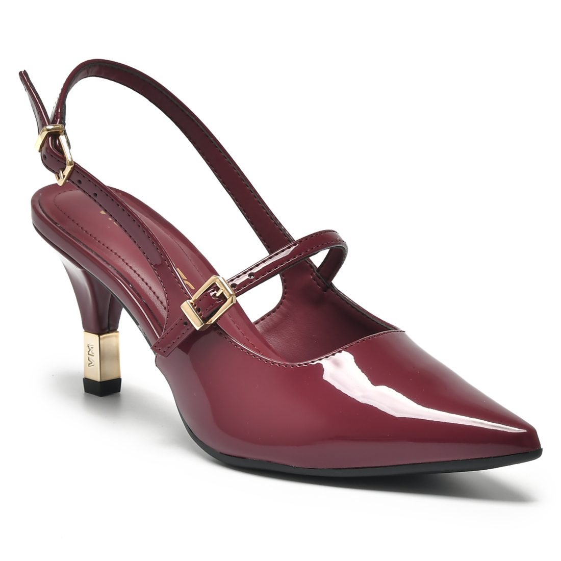 f804e90b47564a6f3787071b9f1ed4b6.webp Scarpin Via Marte Slingback Kitten Heel Verniz Malbec - Imagem 1
